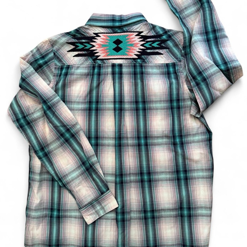 Ariat Women's Relaxed Fir Plaid Shirt - Teal and Pink
